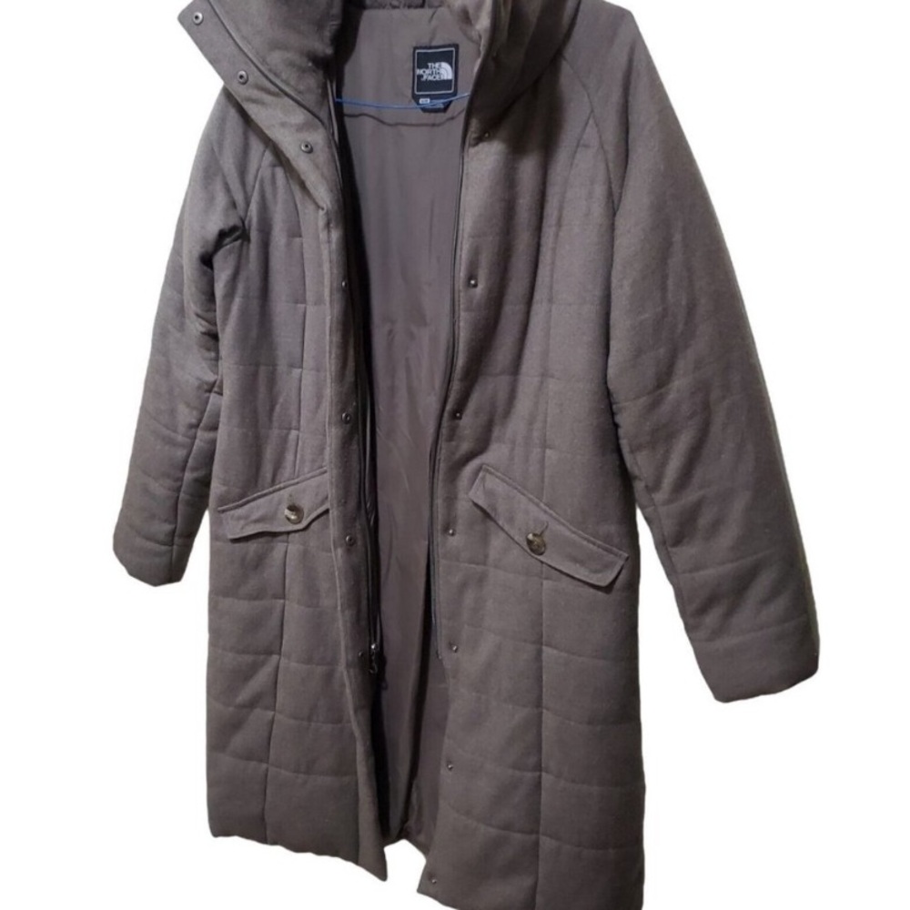 The North Face Jacket Womens Medium Primaloft Grey Wool Blend Parka Quilted Coat
